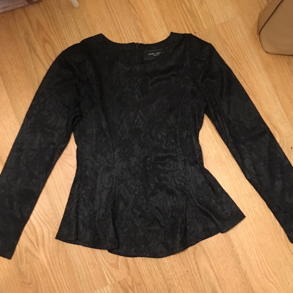 Black Lace-Patterned Akira Chicago Blouse